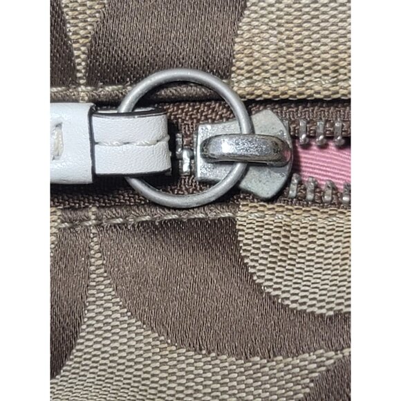 Coach Signature F15068 Canvas Hobo Shoulder Bag Beige & Brown - Picture 15 of 16